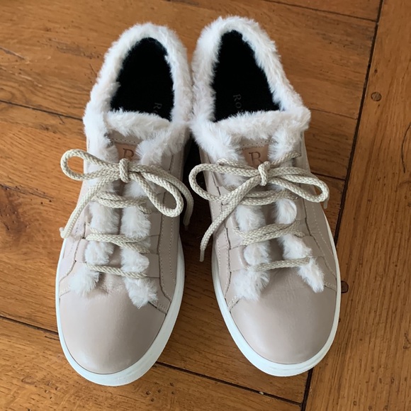 Ron White Ornella Fawn Shearling Trim Platform Sneaker Women’s Tan Shoes Size 37 - Picture 3 of 13